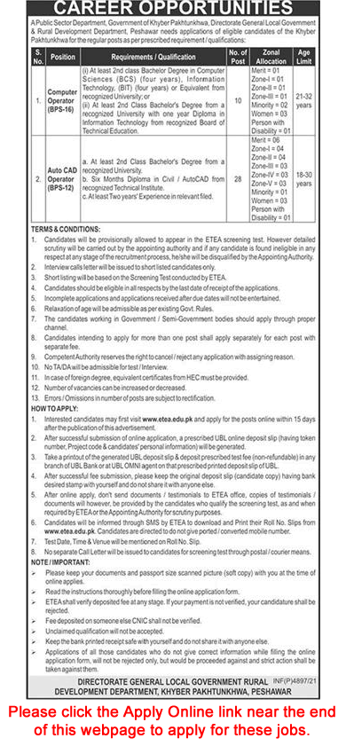 Local Government And Rural Development Department Peshawar Jobs